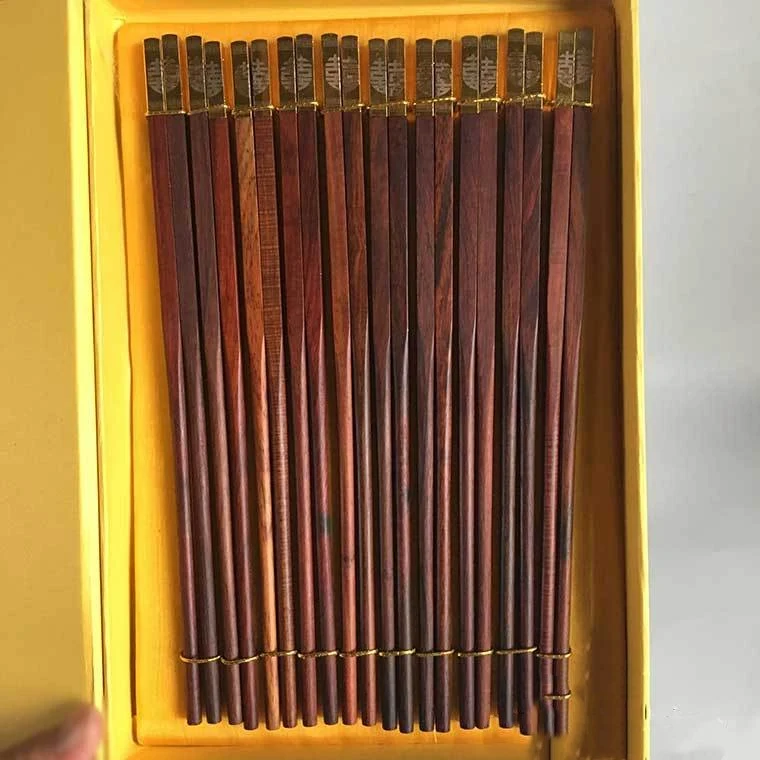 Baguettes chinoises en palissandre sans cire ni laque, en bois massif, pour hôtel et famille, durables et élégantes.