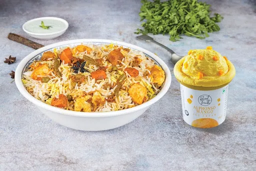 Veg Biryani + Ice Cream Combo (Serves 1)