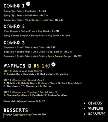 UFO Burger Kitchen menu 