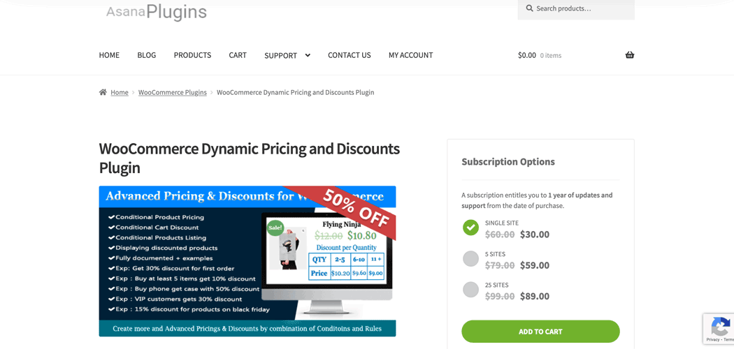 AsanaPlugins’ WooCommerce Dynamic Pricing and Discounts Plugins page.
