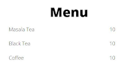 Aloria Tea House menu 1