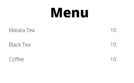 Aloria Tea House menu 