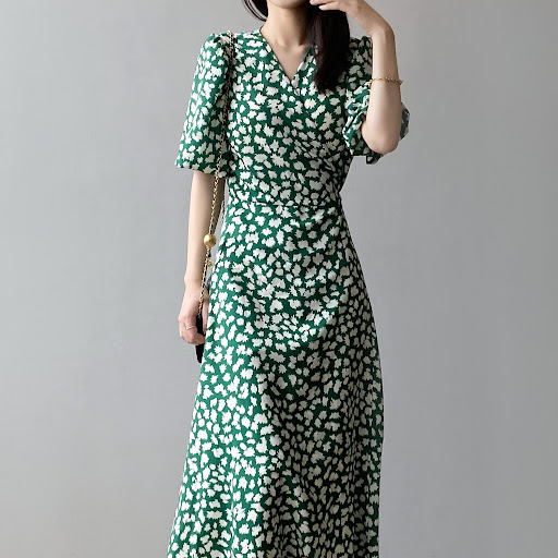 Title 5, V-neck Floral Dress Womens Summer New French F...