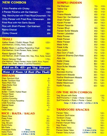 Apni Rasoi menu 