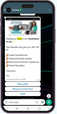 whatsapp marketing | Image showing whatsapp chatbot example