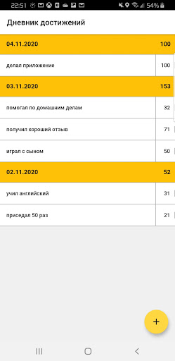 Screenshot Дневник достижений