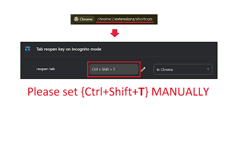 Tab reopen key on incognito mode