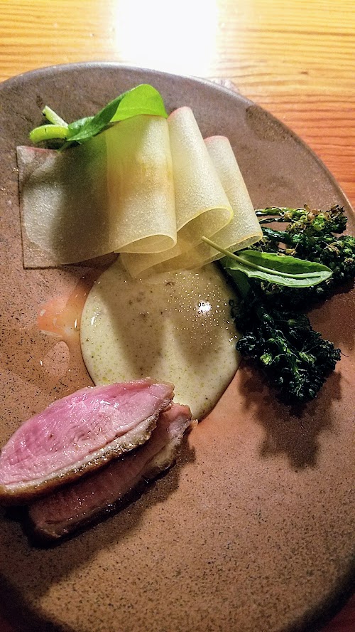 Langbaan PDX Chefs Who Inspire Dinner with Justin Woodward, Third course of Duck, apple, broccolini