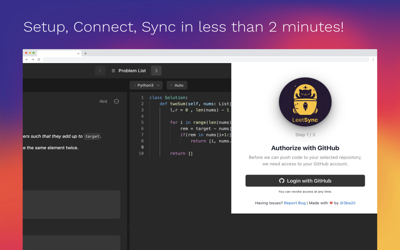 LeetSync - Leetcode to Github Synchronizer Preview image 0