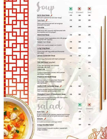 Shanghai - Flavours of China Town menu 