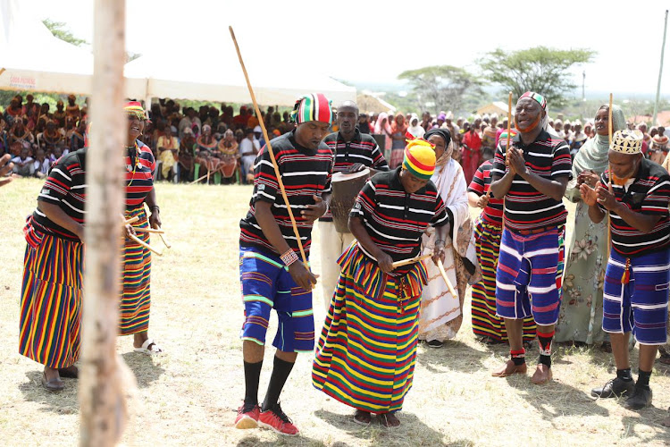 Traditional dancers entertained the guests during Jamhuri Day celebration held at Loglogo.