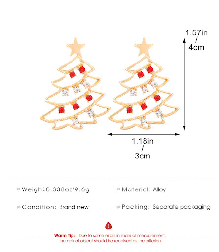 Title 1, Christmas Earrings with Colorful Zircon Christm...
