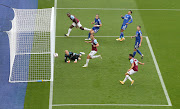 West Ham United's Michail Antonio scores their first goal.