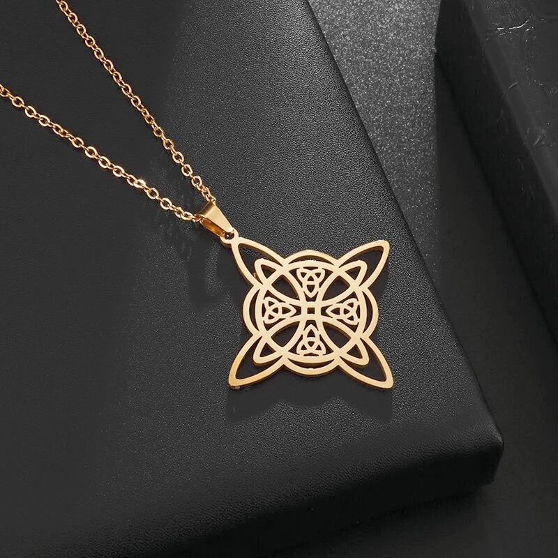 Mode Keltische Knoop Amulet Hanger Ketting, Eenvoudig Hol Design, Persoonlijkheid Trend, Stijlvolle Accessoire.