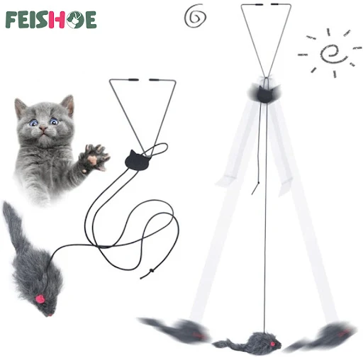 Interactive Cat Toy Hanging Clip Door Plush Mouse Self-hi Hanging Door Elastic Funny Cat Toy Juguetes Para Gatos Rascado