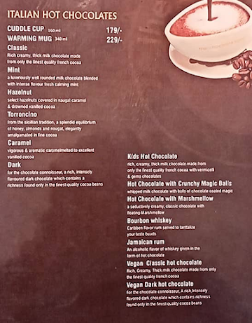 The Chocolate Room menu 