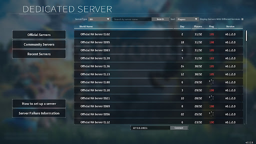 Select the server you want to join