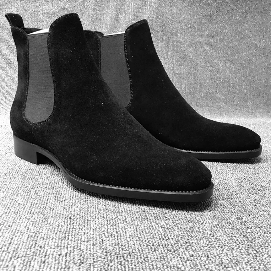 Męskie botki casual z imitacji zamszu ze skóry jelenia, buty wysokie, zapewniające komfort i stylowy wygląd na co dzień.