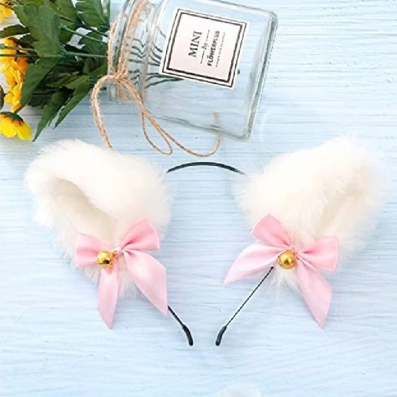 Serre-tête Cosplay Chatte Oreilles Noeud Clochette Barrette Bandeau Décoratif Cheveux Accessoire Maid Party Idéal Costume