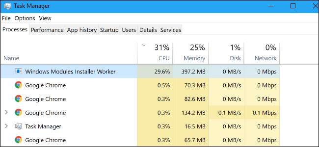 Windows update installer worker high cpu usage