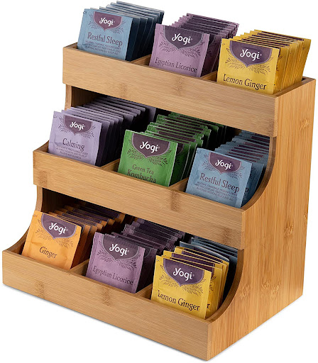 Title 3, Bamboo Tea Bag Coffee Wooden Storage Rack. Orga...