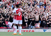 Arsenal fans applaud Granit Xhaka after he was substituted  in the Premier League match against Wolverhampton Wanderers at Emirates Stadium in London on May 28 2023.