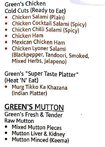 Green Chick Chop menu 