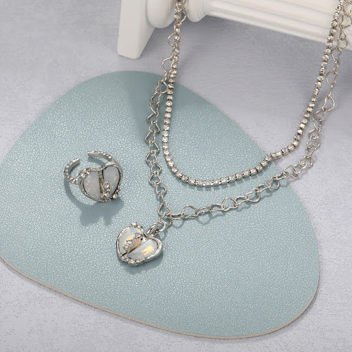 Title 3, Love Heart-shaped Ring Jewelry Set for Women Pe...