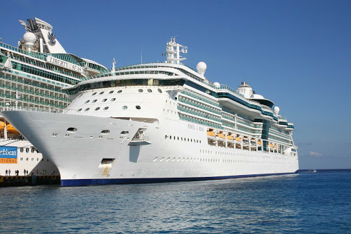 Royal Caribbean's Jewel of the Seas cuddles up to her cousin Liberty of the Seas.