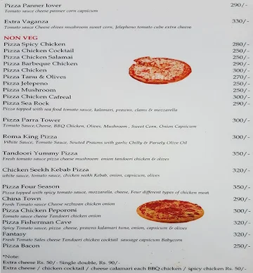 Roma Pizza and Bizza menu 