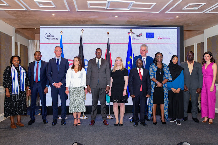 ICT CS Eliud Owalo with EU Ambassador Henriette Geiger, German Ambassador Sebastian Groth and other leaders during the launch of the formal launch of the Digital Transformation Centre (DTC) at Kempinski, Nairobi on May 19,2023.