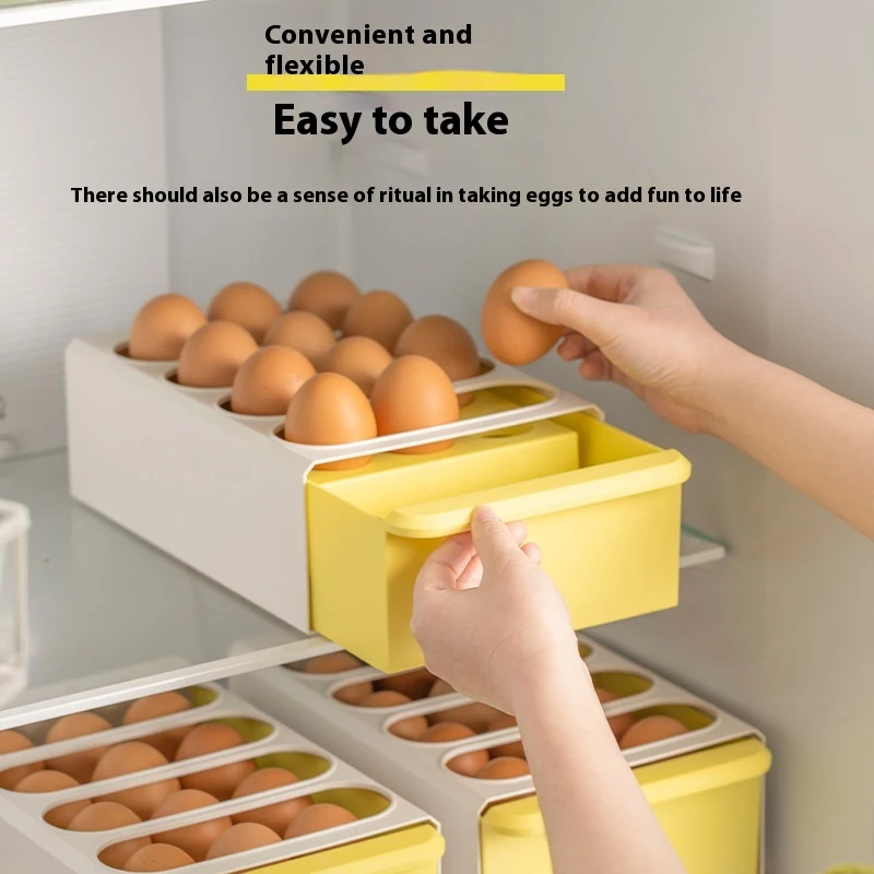 Household kitchen drawer-style fresh-keeping egg storage box, keeps eggs fresh and organized, easy access, space-saving 