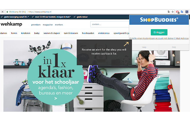 Shopbuddies.de Cashback-Melder chrome extension