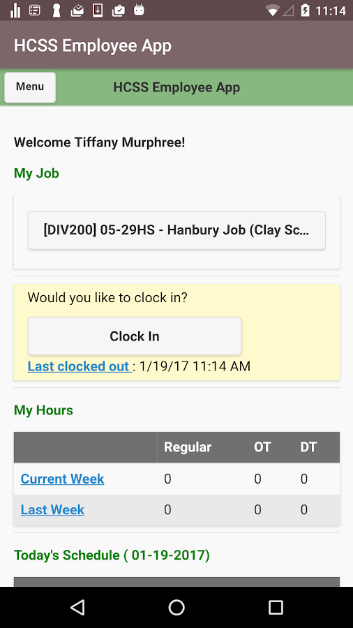 HCSS Employee App Screen 3