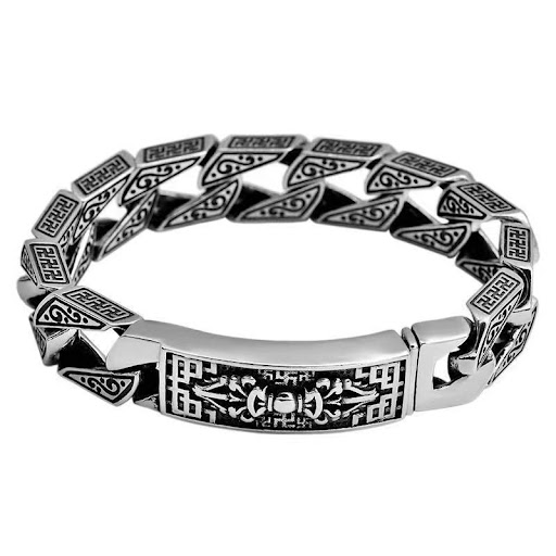 Title 5, Mens Six-Character Mantra Vajra Vintage Bracel...