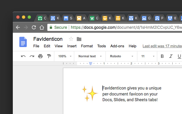 FavIdenticon for Google Docs chrome extension