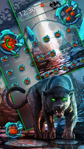 Scary Black Neon Panther Theme