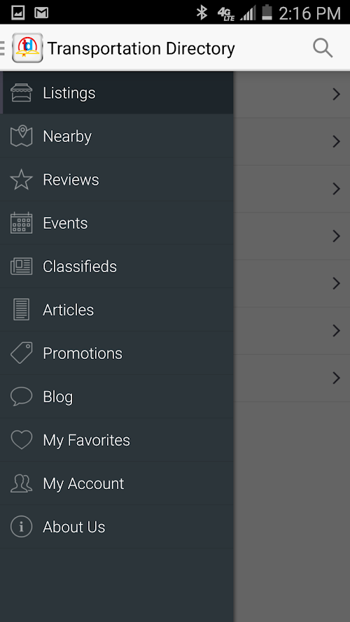 Android application Transportation Directory screenshort