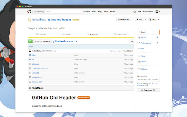 GitHub Old Header chrome extension