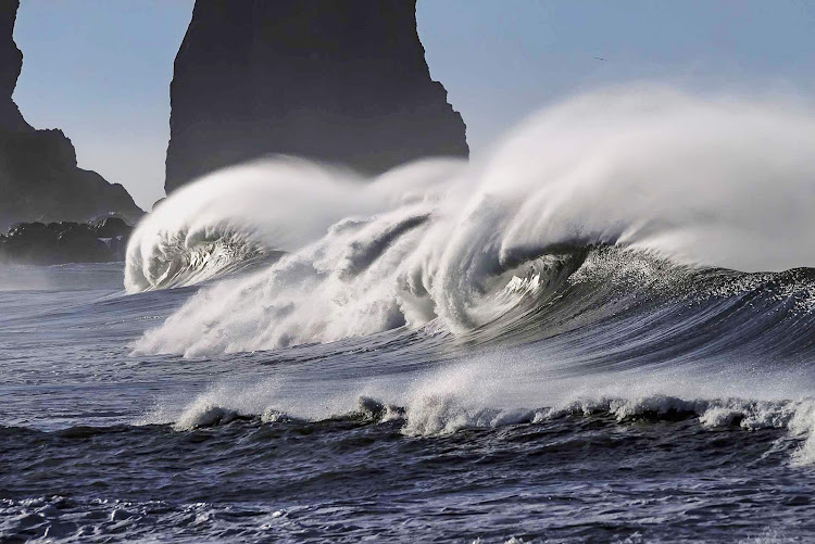 Waves crashing to shore along the Pacific coastline in Mexico.