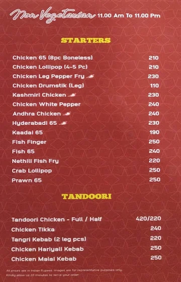 Ambur Star Biryani menu 