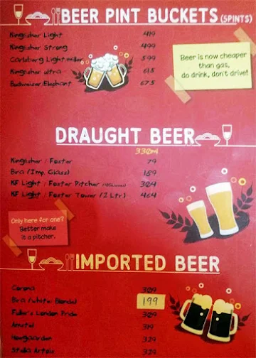 My Bar headquarters menu 