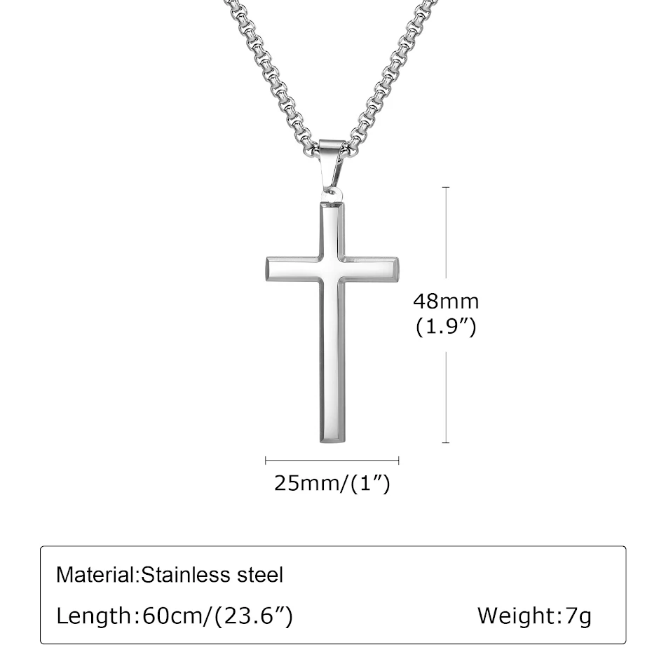 Collier pendentif croix brillante en acier inoxydable, un symbole de foi élégant et durable, parfait pour un usage quotidien.