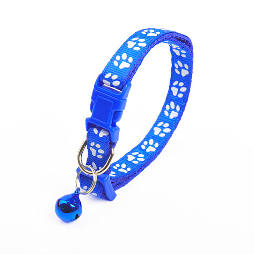 Title 1, Cute Solid Color Footprints Puppy Bell Collar. ...