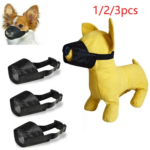 1-3pcs Adjustable Dog Muzzle Mouth Barrier for Pet Anti Barking Mesh Breathable Mouth Muzzles Nylon Straps Dog Accessori