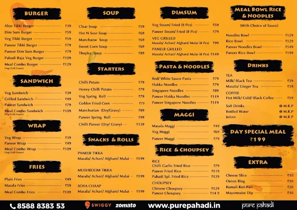 Pure Pahadi menu 