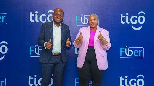 John Sicilima, Chief Business officer, Tigo Tanzania, and Anna Loya, head of brand and communications.