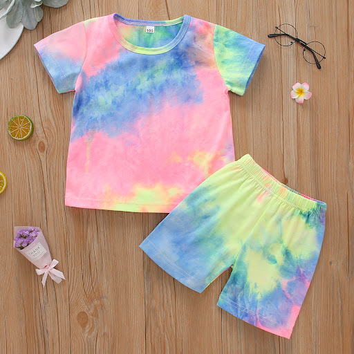 Title 2, Tie-Dye Print Round Collar T-Shirt. Comfortable...