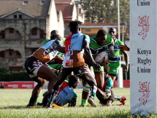 Try Time by KCB against Harlequins at RFEUA grounds during the Kenya Cup on December 8,2018.ENOS TECHE