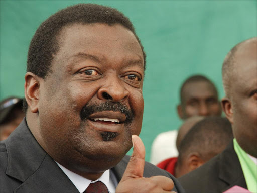 Amani National Congress (ANC) party leader Musalia Mudavadi with treasurer Geofrey Anyembe during a press conference at the new party headquarters. Musalia will be vying for presidency in 2017 under ANC. photo/Monicah Mwangi